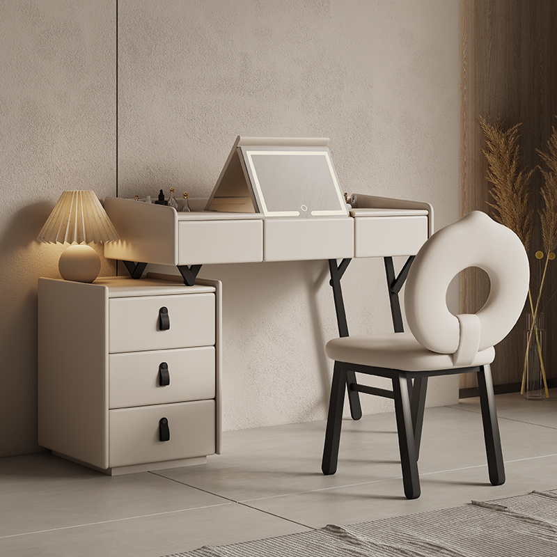 Dresser's bedroom minimalist modern storage cabinet integrated solid wood master bedroom with small family cream wind make-up table-Taobao