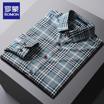 Roemon Spring Autumn Free of Hot Work Tooling Middle Aged Plaid Shirt Man Long Sleeve Baginch Jersey Casual Lining Trend