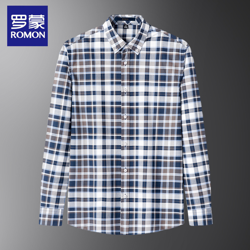 Luomeng spring and autumn iron-free professional tooling blue striped shirt men's long-sleeved inch shirt casual simple shirt