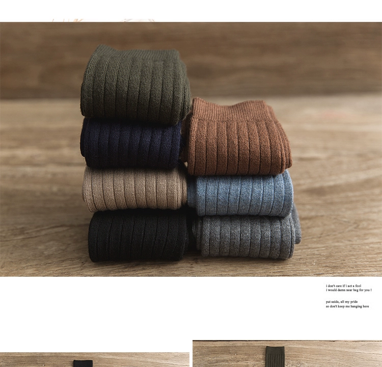 Mùa thu và mùa đông vớ nam cashmere ấm màu rắn kinh doanh vớ nam giản dị dọc mềm vớ đơn giản tất  cổ ngắn