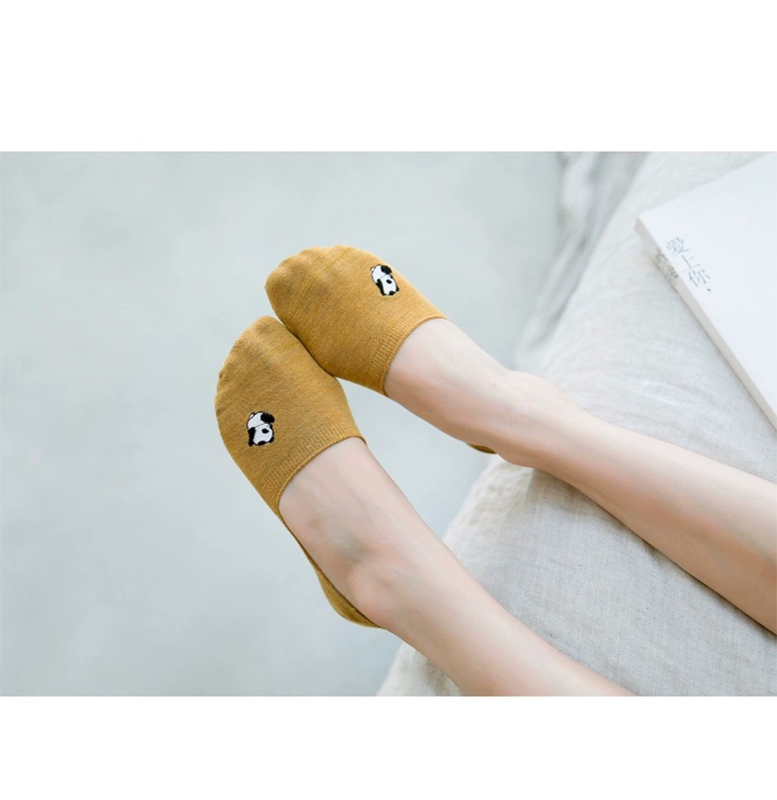 Vớ phụ nữ mùa xuân và mùa hè cạn miệng vớ cá tính in thêu nhỏ mới phụ nữ thuyền vớ học sinh thể thao vớ bông thủy triều - Vớ sợi tre