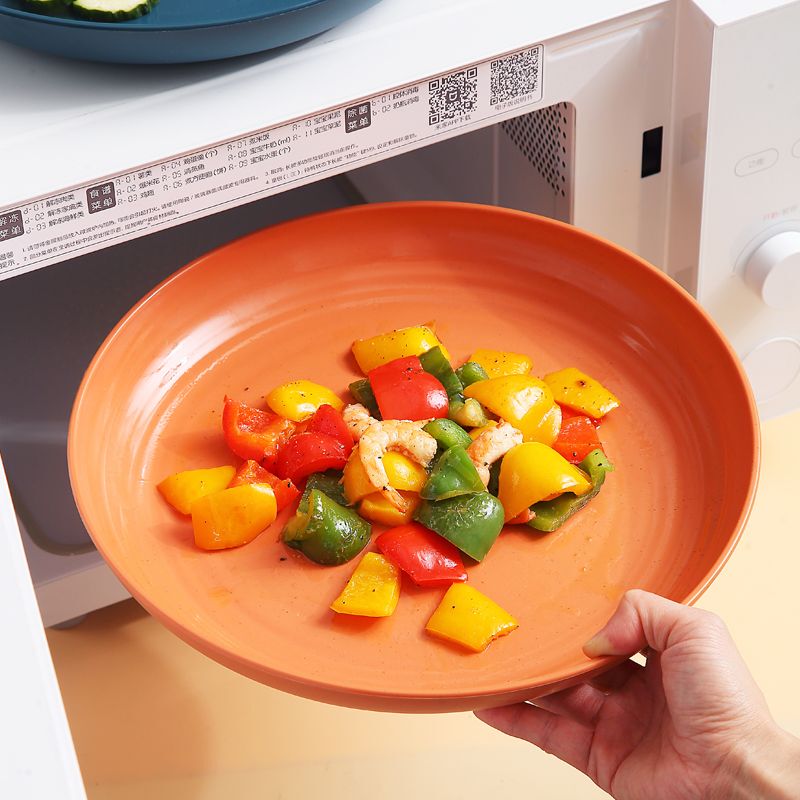 28cm Creative Wheat Straw Household Food Plate, Large Cute Restaurant-Specific Plastic Food-Grade Round Plate