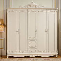 European wardrobe simple modern economy wooden assembly bedroom whole panel wardrobe White five door wardrobe