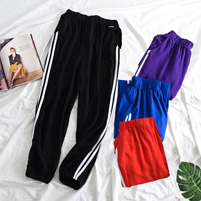 Cotton silk pajama pants women's summer anti-mosquito bloomers home outdoor wear air-conditioning nine-point pants large size artificial cotton cotton silk trousers