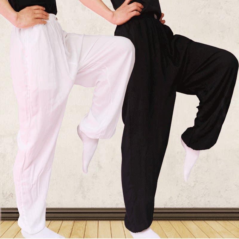 Artificial Cotton Trousers Male Style Kung Fu Light Cage Pants Anti-mosquito Practice Pants Summer Sleeping Pants Thin with big code Miansilk pants-Taobao