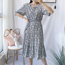 Fashion outside wear cotton silk dress female summer long waist slim flower big artificial cotton cotton cotton beach skirt