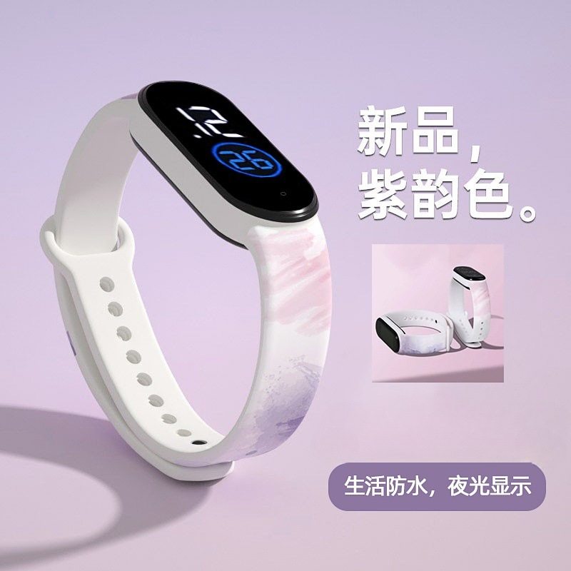 小清新电子手表学生防水运动考试只看时间手环表女孩男儿童礼物