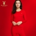 [Pre-sale] Playboy Con trai của năm Bộ đồ lót nữ bằng vải cotton Lớn màu đỏ cưới phụ nữ Qiuyi Qiuku đồ ngủ nam Phù hợp với nóng lên