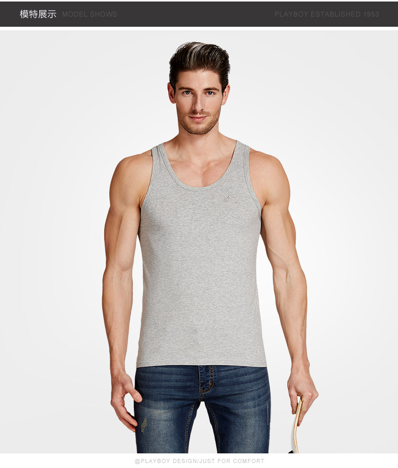 Playboy Nam Vest Cotton Thanh Niên Thoáng Khí Slim Fit Thể Dục Thể Thao Đáy Áo Hurdle Mùa Hè