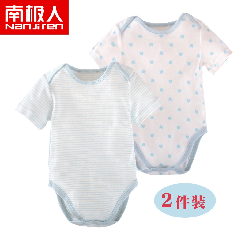 Nam Cực quần áo xì hơi ngắn tay cho bé sơ sinh 2 người đàn ông và phụ nữ trẻ sơ sinh cotton một mảnh mùa hè romper romper - Áo liền quần