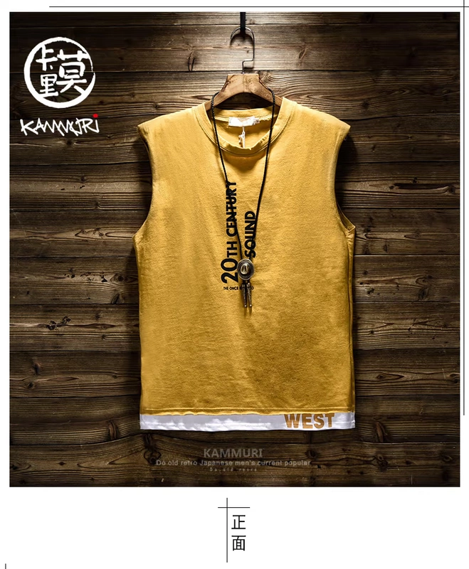 Áo vest nam mùa hè 2019 mới không tay xu hướng áo thun xuồng Hàn Quốc phiên bản chữ in hoa cotton trẻ trung - Áo vest cotton vest trung niên