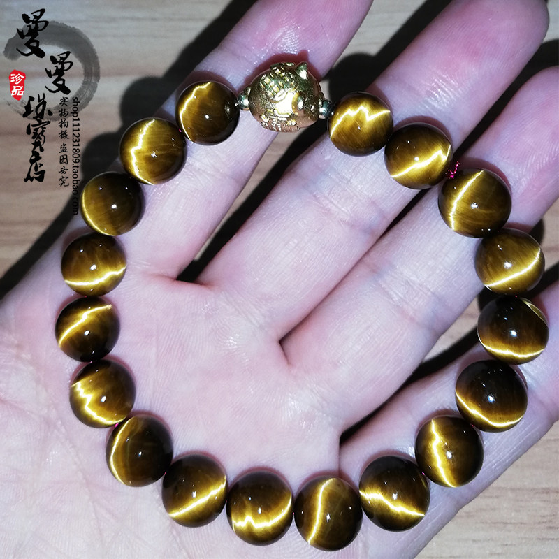 Natural crystal collection yellow tiger eye stone for men and women 925 silver piglet lightning tiger clear stone hand to attract wealth and prosperity