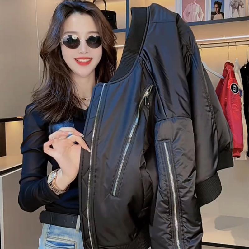 Baseball Jacket for Women, Short Style, 2026 Spring and Autumn New Model, Petite Size, Double-Layered Cotton Pilot Casual Padded Jacket Top
