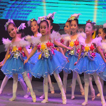 61 children cast to serve young children Little stars Dance Performance Costume Cute Doll Blue Princess Dress Fluffy Skirt