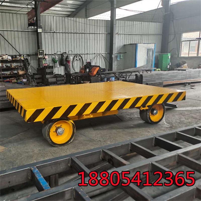 Plant area stacking high machine traction ultra-low flat cart Warehousing carrying four wheels steering weekly solid tire flatbed truck