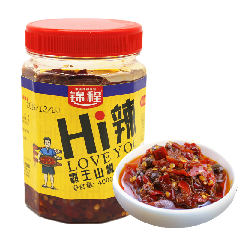 Super spicy wild mountain peppers with lobster sauce with chilli sauce Hunan special hot and spicy red burning wild mountain pretzels bottled down the rice dish