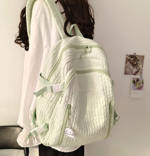 Japanese Style Sweet Girly Schoolbag Female College Student Niche Design Bubble Plaid Backpack Casual High School Student