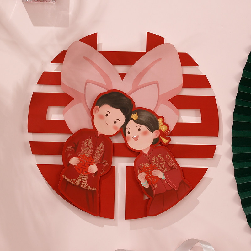 Happy words Wedding Special Wedding House Arrangement Suit Gate Stickers Wedding Decoration Window Flowers Three-dimensional Wedding items