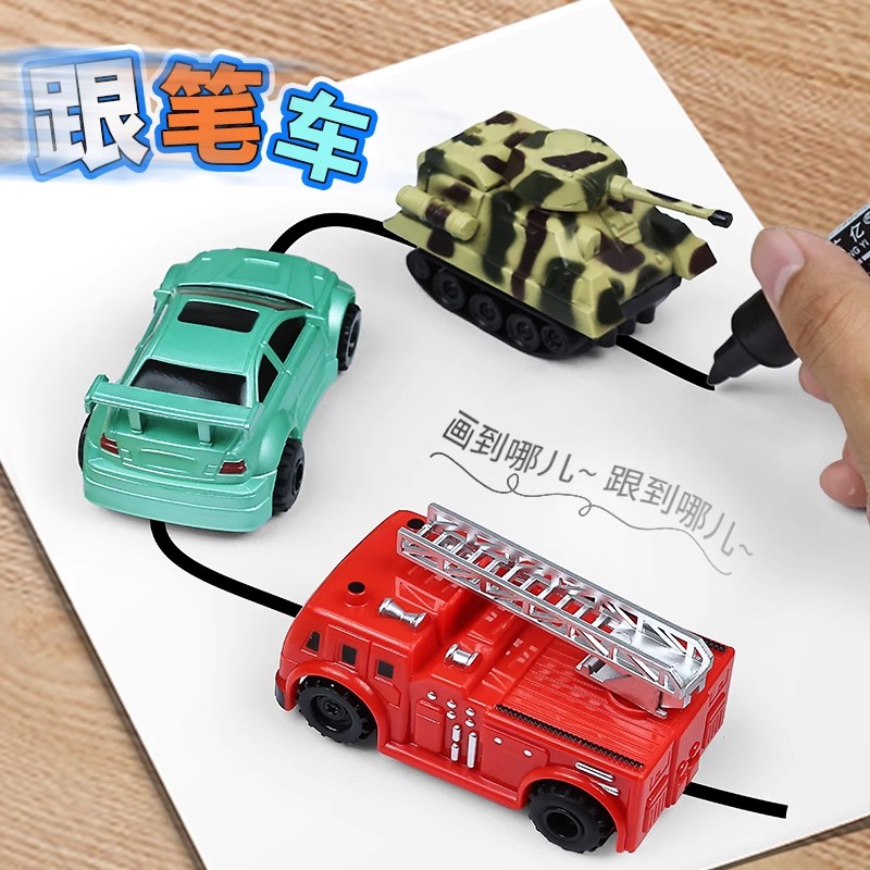 子供用描画線とペンカーブラックテクノロジーミニリモートコントロールカー3〜6歳の男の子電動フォローライン減圧おもちゃ