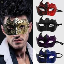 Party bar masquerade mask flat head half face spray paint painted eye mask Venetian men and women gold powder plastic