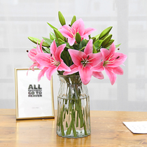 Hand-sensitive Lily Bouquet with Bottle Package Living Room Desktop Decoration Flower Film Fake Bedroom Swing