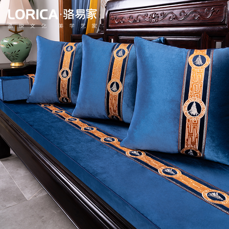 Chinese red wood sofa cushion winter warm plush solid wood furniture sofa cushion non-slip cover custom with backrest