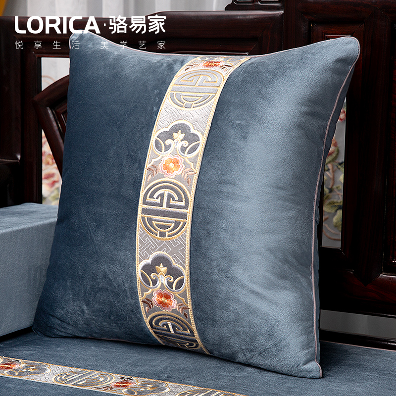 Luo Yijia New Chinese Pillow Living Room Mahogany Sofa Cushion Bedside Large Backrest Cushion Chinese Wind Core Pillow Cover