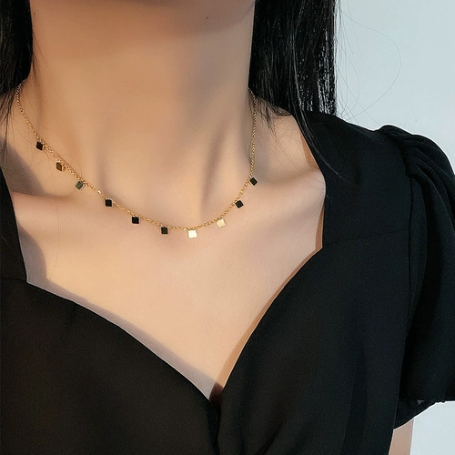 Дизайнерская цепочка до ключиц из нержавеющей стали, ожерелье, не выцветает, 2021 года, в корейском стиле, простой и элегантный дизайн