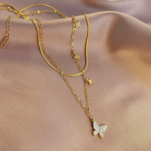 Ожерелье, цепочка до ключиц из нержавеющей стали, аксессуар, простой и элегантный дизайн, не выцветает, популярно в интернете