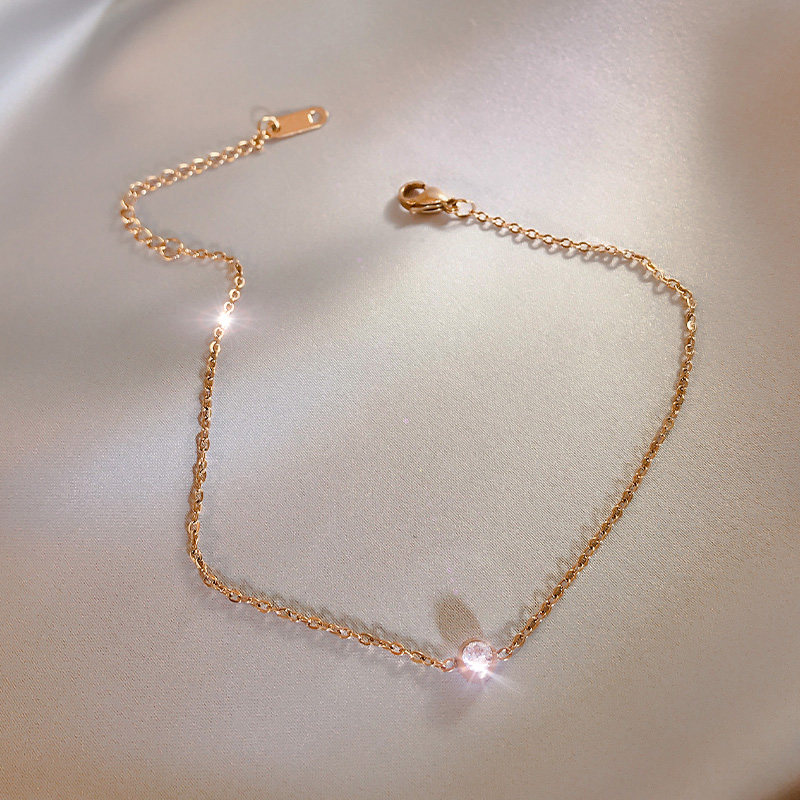 Fading bag return titanium steel 18k rose gold anklet women Korean version of the simple personality anklet children's net red jewelry