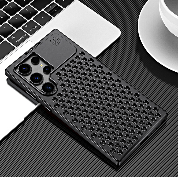 Luxury New Metal Heatsink Breathable Mesh High End Premium S24, S24 Plus, S24 Ultra Samsung Phone Case