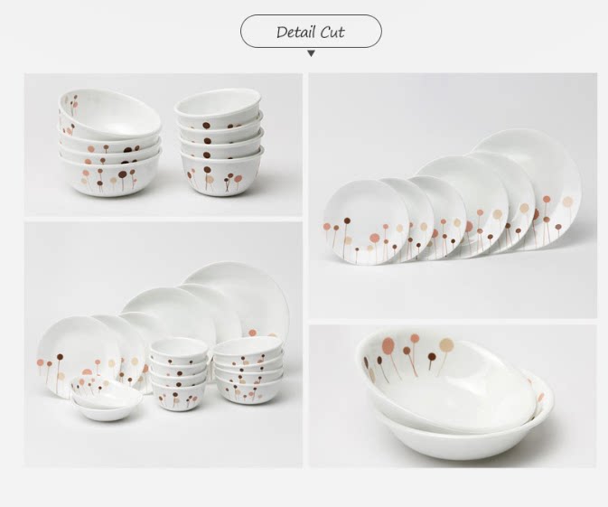 South Korea American Conning New Pint Pink Flower Cotton Round Heat Resistant Glass Tableware 16 pieces