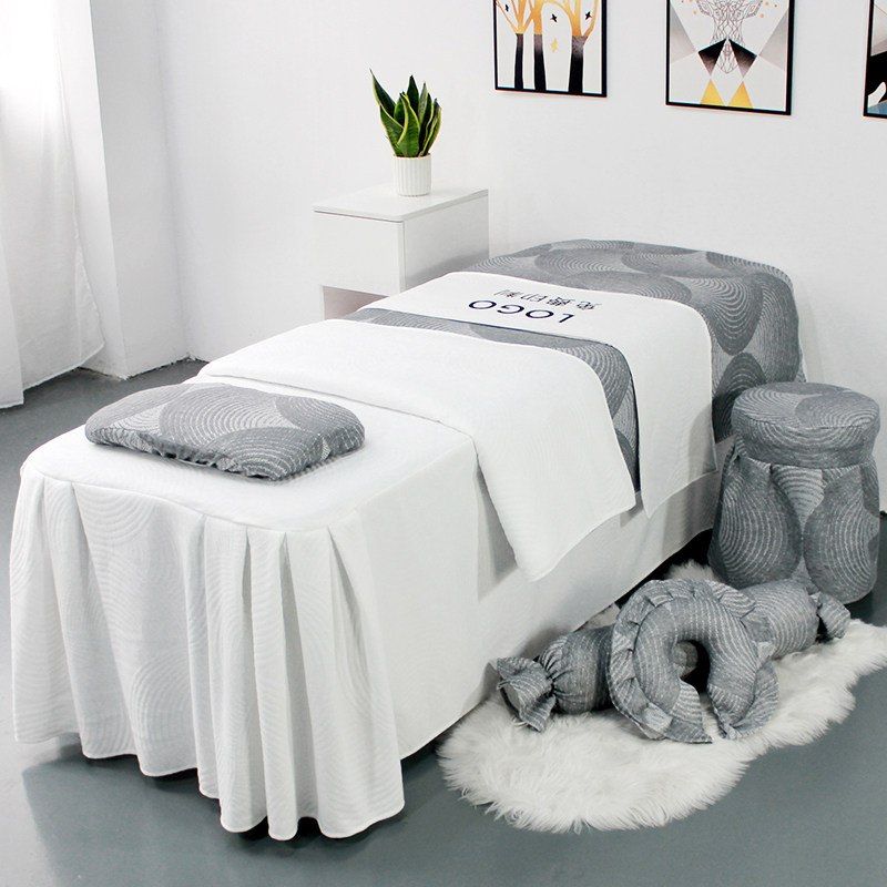 New beauty bedcover four pieces knitted simple beauty salon bedmask is printed with a beauty bed set