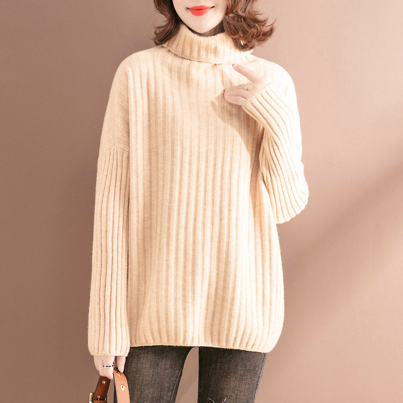 Sweater 2021 new women's Korean style winter loose fashionable high collar lazy inner fashion bottoming knitted top - Taobao
