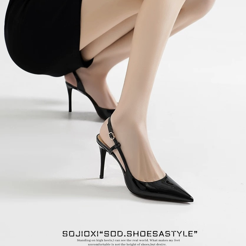 Hong Kong Cool Patent Leather Stiletto High Heels for Women 2026 Spring and Summer New Versatile Pointed Toe Stunning High-Heeled Sandals Trendy