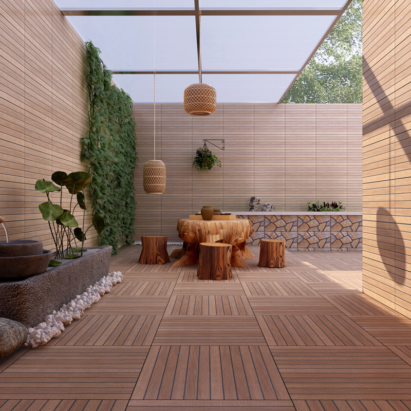 Courtyard tile yard floor tile outdoor wood grain tile imitation solid wood floor tile outdoor non-slip terrace garden tile