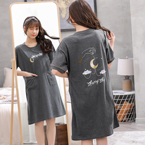 Special size short sleeve pajamas fat mm200 kg summer thin fat plus size nightgown women Summer cotton loose summer