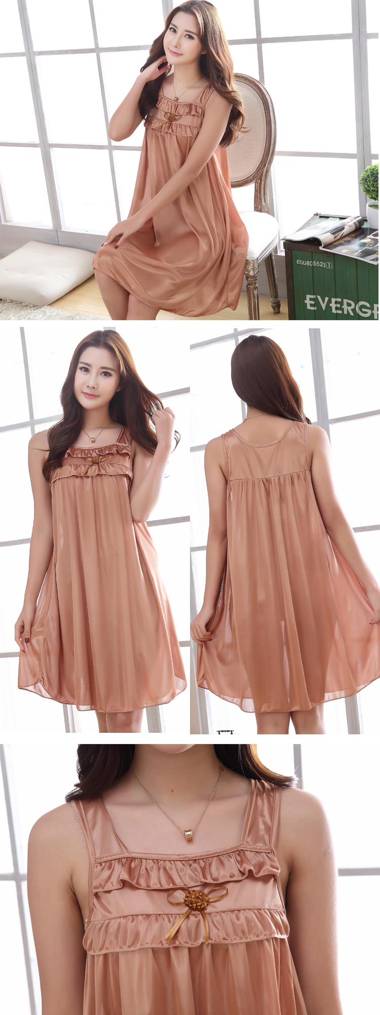 Mùa hè sexy phụ nữ sling nightdress lụa phụ nữ phù hợp với ren nữ mùa hè váy kích thước lớn băng lụa mùa hè đồ ngủ