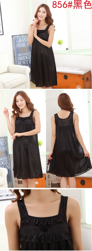 Mùa hè sexy phụ nữ sling nightdress lụa phụ nữ phù hợp với ren nữ mùa hè váy kích thước lớn băng lụa mùa hè đồ ngủ