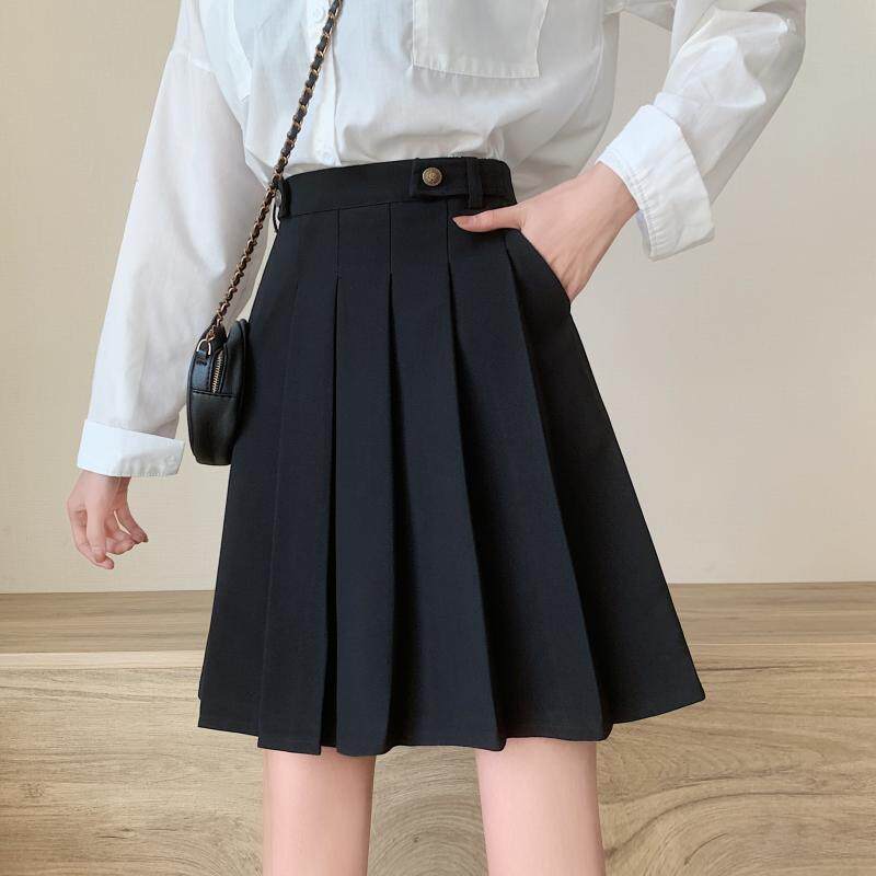 High Waist Plexu Dress A Character Slim Fit 2022 New Spring Autumn Large Size Mid-Length Version Small Sub Black Short Skirt Half Body Dress
