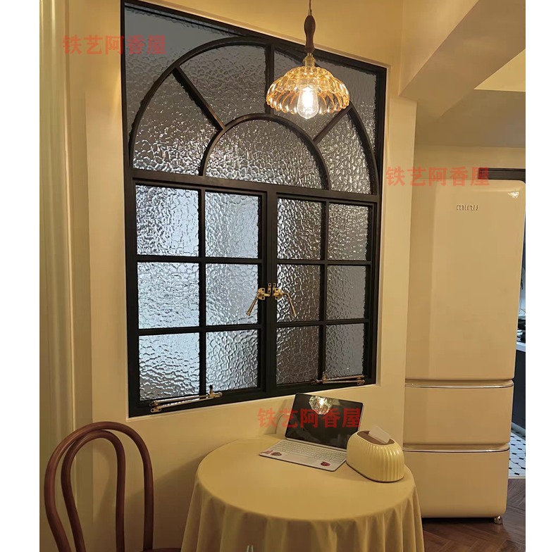 Face-style retro iron art steel window Indoor partition window loft decoration art Changhong glass casement window custom-Taobao