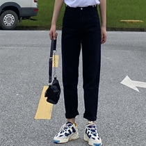  THREE12 autumn new adjustable high waist straight tube is tall and thin dad jeans female