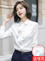 Temperament chiffon white shirt womens long sleeve new fashion design sense niche spring thin bottom professional shirt