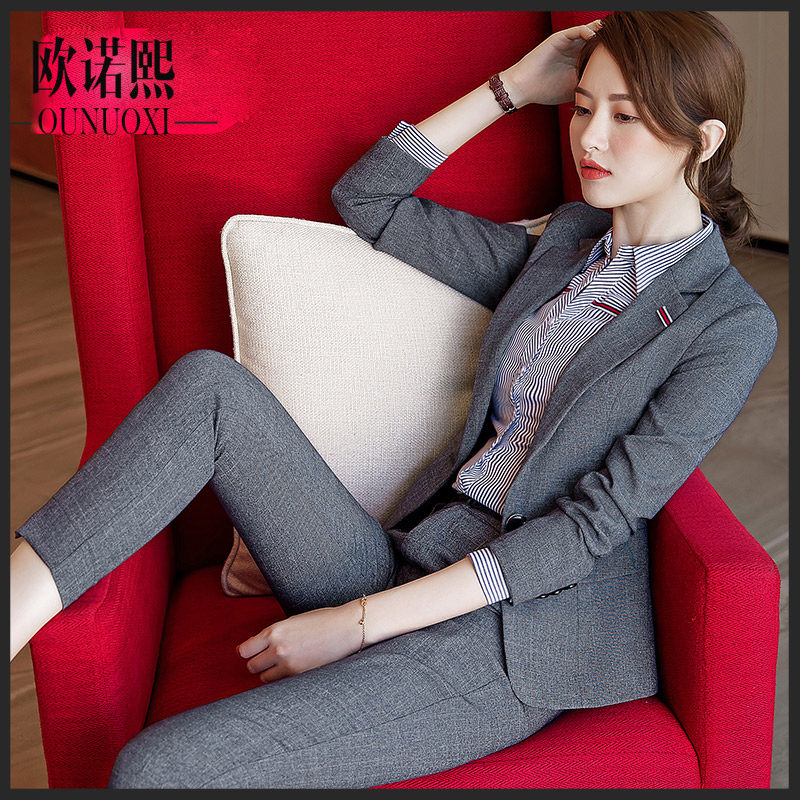 Suit suit suit suit pants women 2018 English style small suit working clothes autumn and winter fashion interview work clothes women's dress