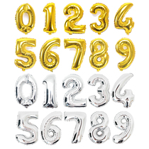 Birthday digital aluminum film balloon decoration gold silver 0123456789 thickening 16 inch party arrangement aluminum foil balloon