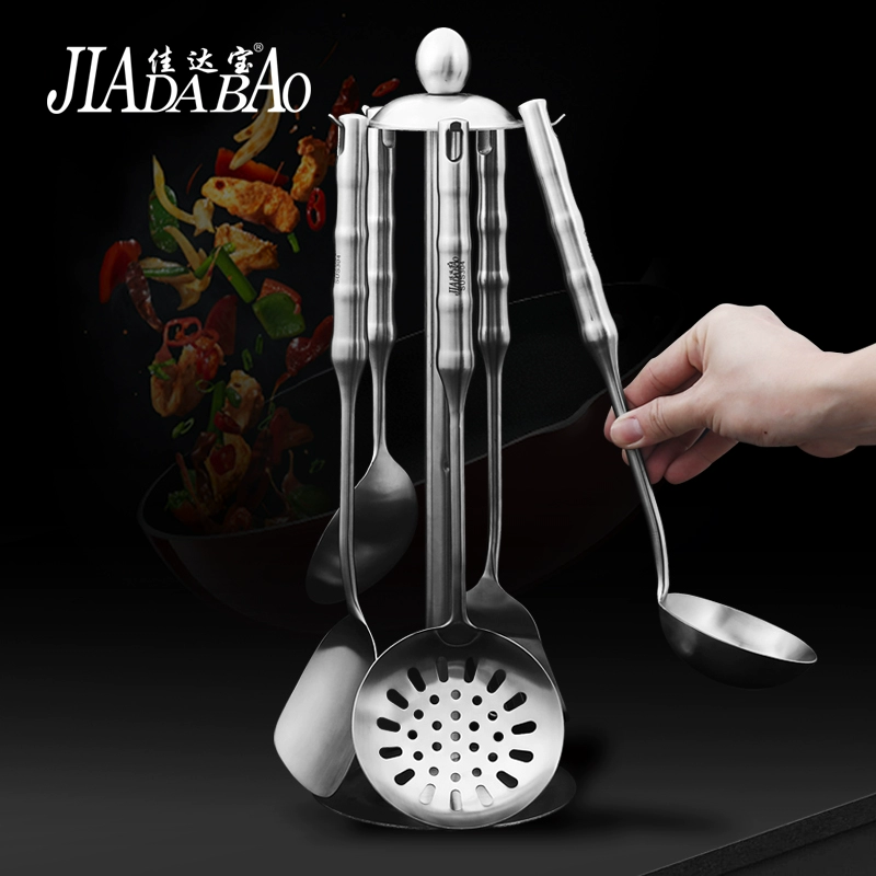 Jia Dabao 304 inox thìa thìa súp colander hộ gia đình dụng cụ nấu ăn xẻng muỗng dụng cụ nhà bếp đặt - Phòng bếp