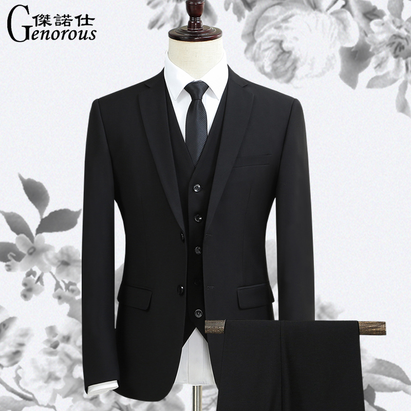 Suit suit men's three sets to suit men's business right fit to work all season groom bridegroom wedding gown