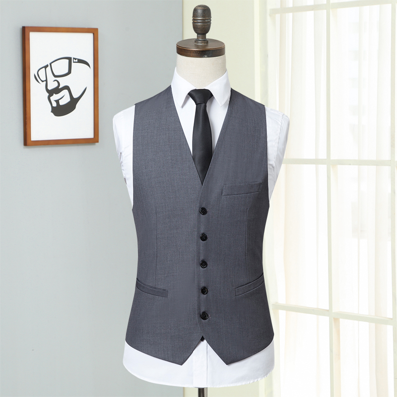 Gray suit vest waistcoat Spring and Autumn business slim men's suit vest Casual professional horse clip men's vest