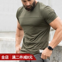 Muscle fitness clothing brother sports T-shirt thin stretch breathable thin short-sleeved training leisure equipment base shirt 8