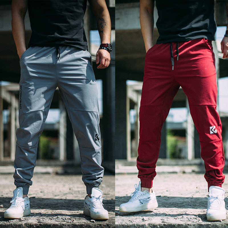Muscle Sport Long Pants Men Summer Speed Dry Running Small Feet Closing Training Fitness Pants Loose Slim Fit Pants Boomers
